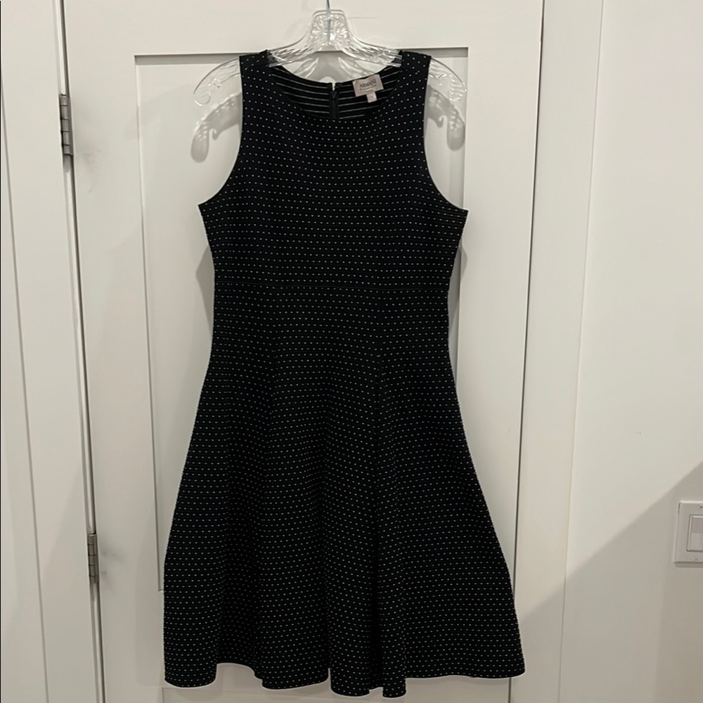 Armani Collezioni Black and White Polka Dot Jacquard Jersey Dress size 10